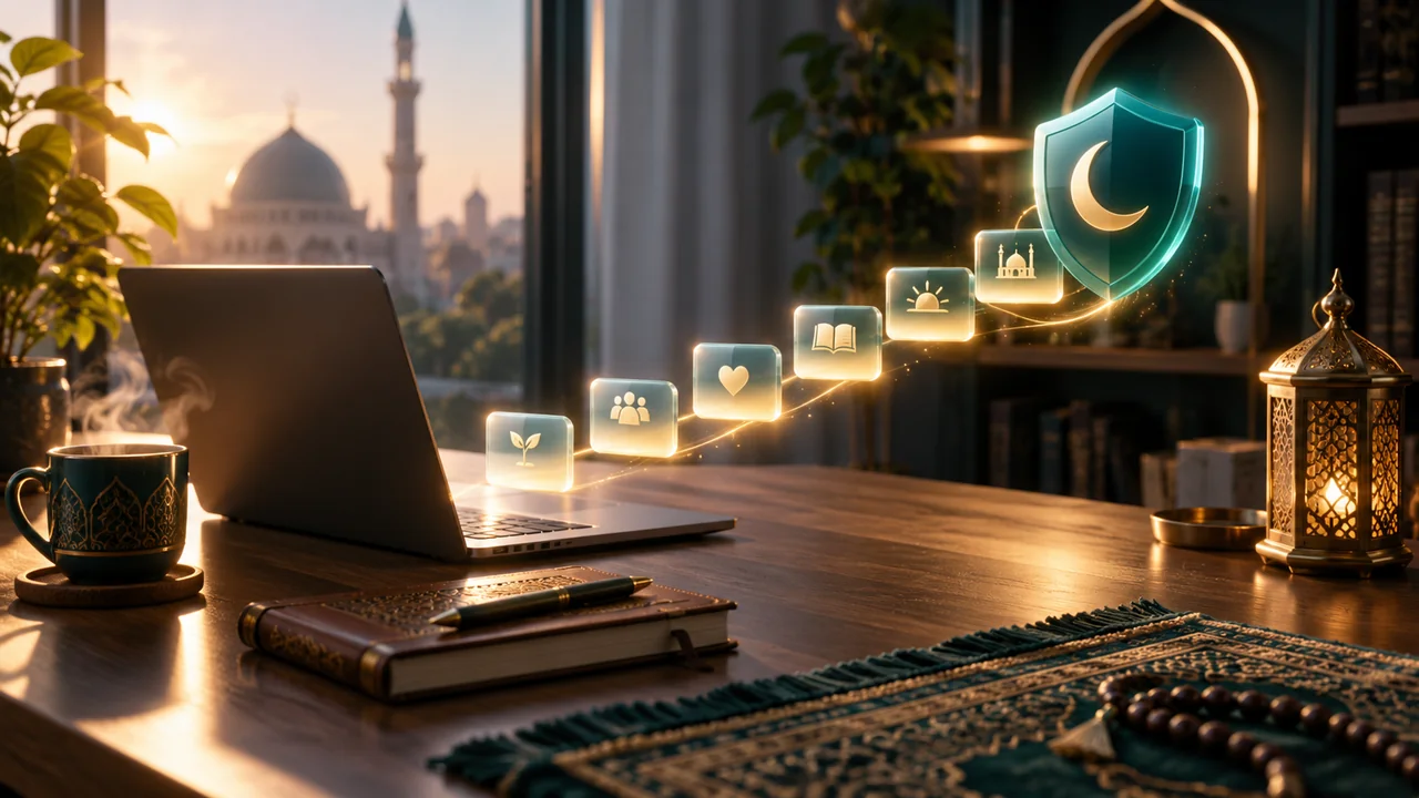 إعداد حاسوب ترحيبي مع سبع خطوات مضيئة